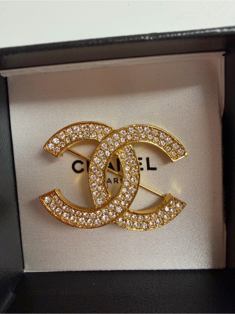 Chanel Vintage Golden crystal  Cc brooch